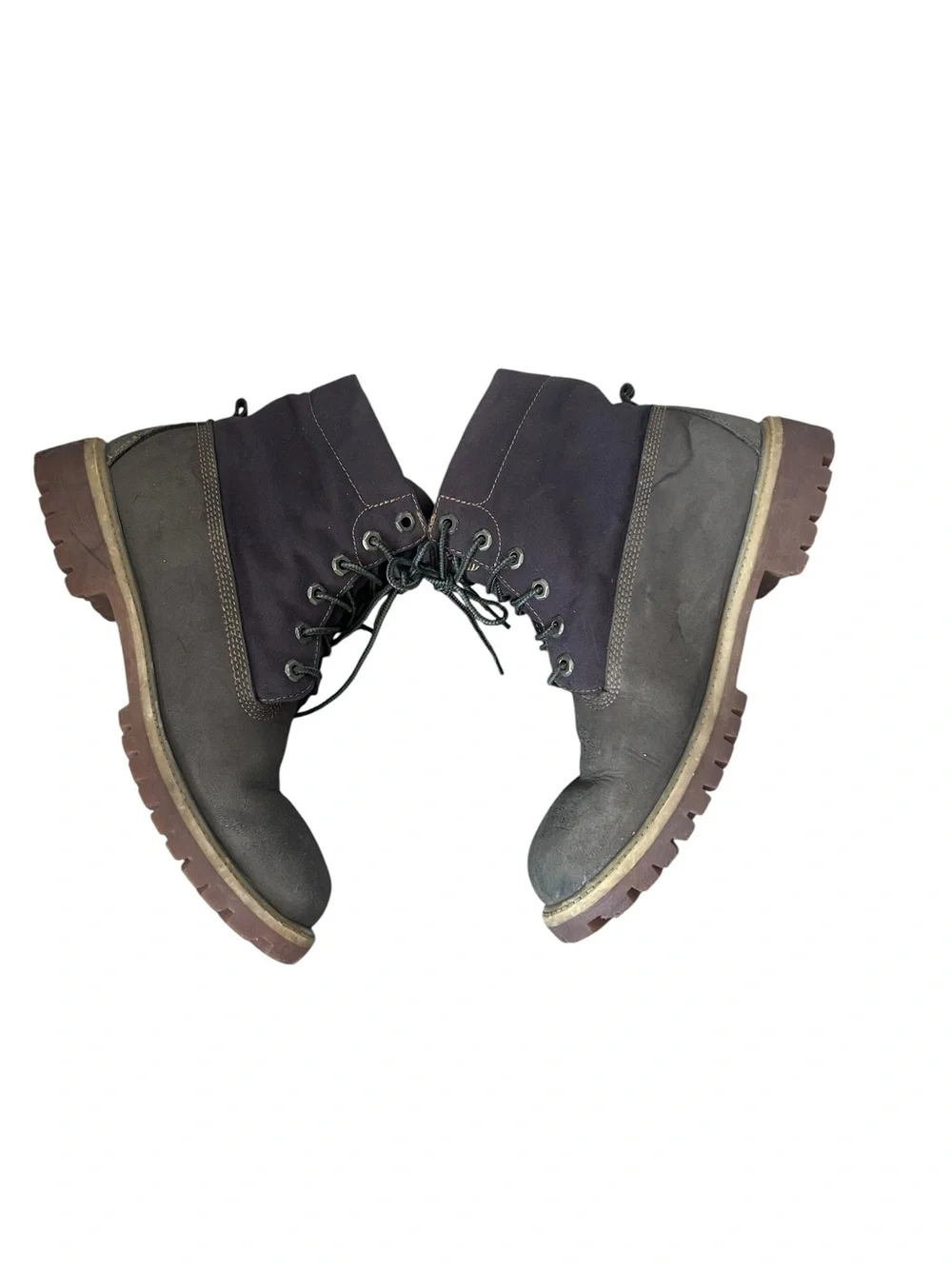 Timberland Men's Brown Suede and Dark Brown Canvas Lace-Up Boots Size 10
